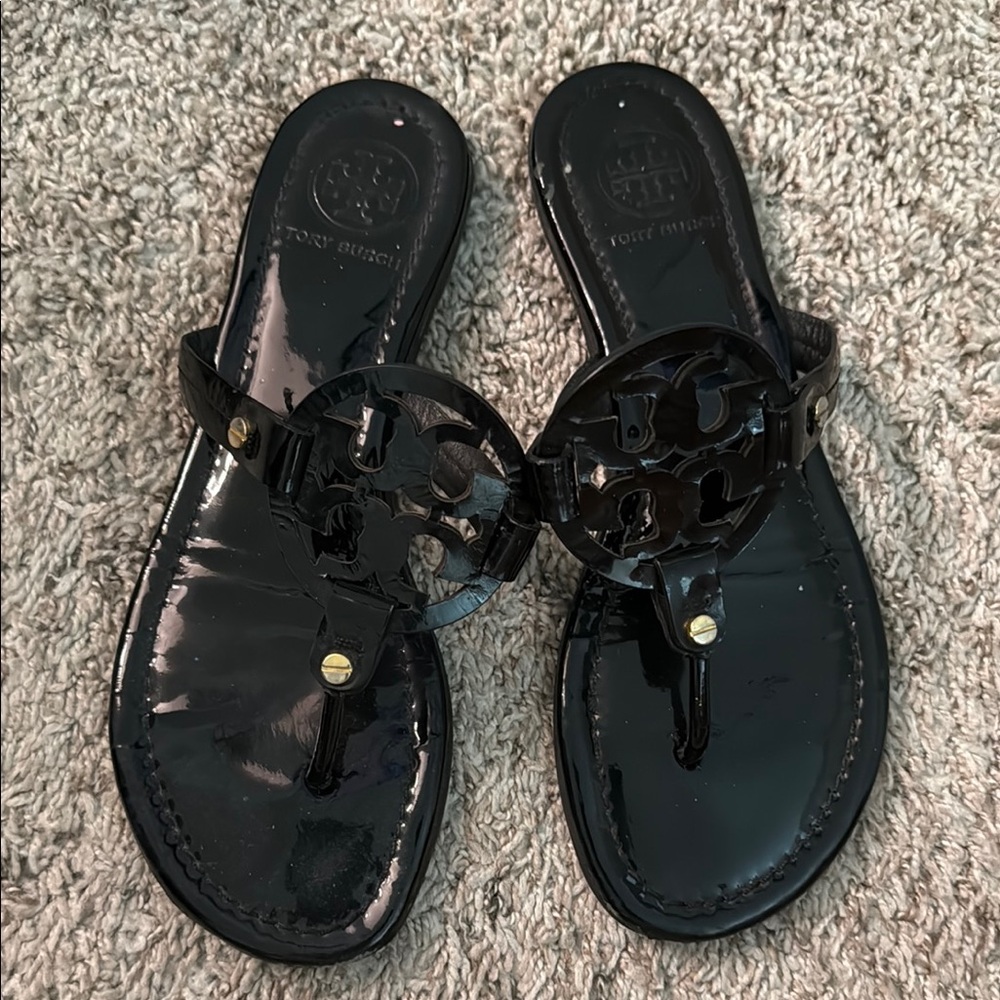 Tory Burch Black Patent Leather Sandals